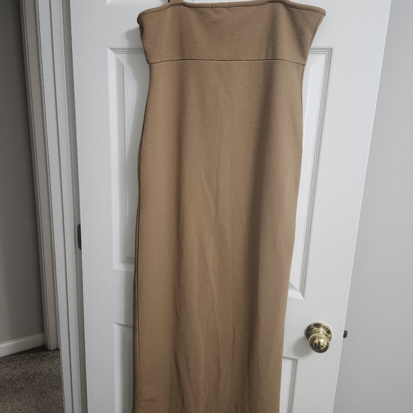 Tan high split bodycon dress - Picture 1 of 4